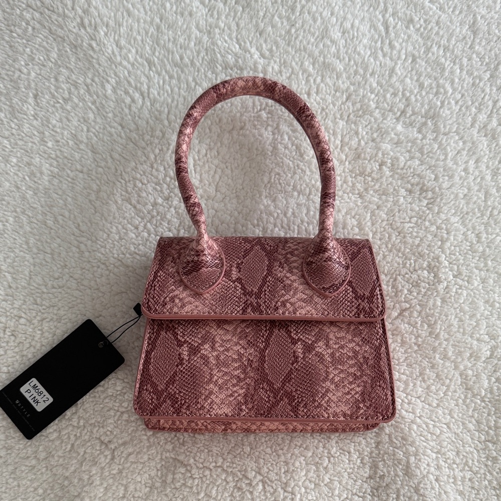 Pink snake print mini crossbody purse